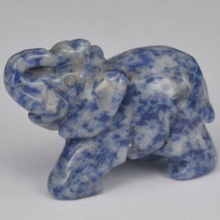 Elephant Statue Natural Blue Spot Jasper Carved Gemstone Crystal Healing Craft2 "
