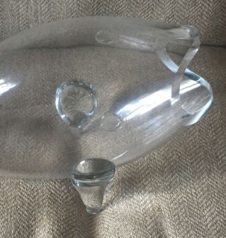 Vintage Blenko Clear Glass Open Mouth Fish 21” Long 2