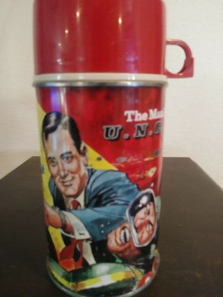 Vintage The Man From U.  N.  C.  L.  E Metal Thermos With Cap & Cup