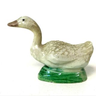 Vintage Chinese Export Pottery Figurine Of A Sea Bird Goose 2.  25 " White Glaze