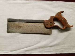 Vintage Untouched Early H.  Disston & Sons Backsaw Tenon Carpenter Woodworker Saw