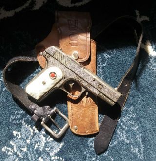 Hubley Vintage Toy Cap Gun With Holster 1950