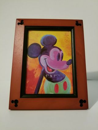 Walt Disney Mickey Mouse Ears Beveled Wood Picture Frame Photo 5x7 Picture