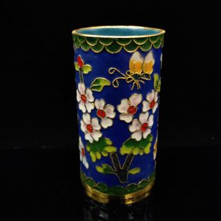 Chinese Antique Cloisonne Flowers Pattern Pen Holder Jtl048