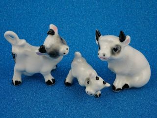 Vintage Norcrest Fine China Small Cow Figurine Set Made In Japan