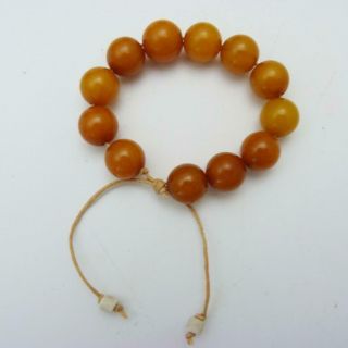 Antique Chinese Butterscotch Amber Style Beads Bracelet