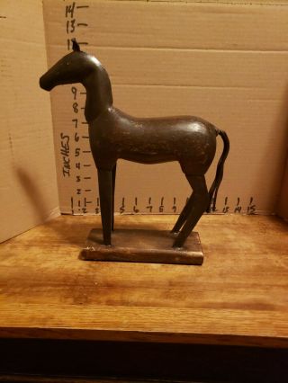 Vintage Mid Century Horse Hand Carved Wood And Metals