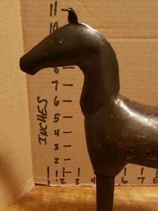 Vintage mid century Horse hand carved wood and metals 2
