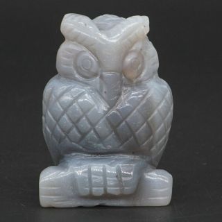 1.  5 " Owl Statue Natural Gemstone Gray Agate Crystal Carved Animal Figurine Decor