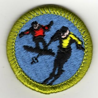 Snow Sports Merit Badge,  Type H,  Clear Plastic Back (1999 - 2002),
