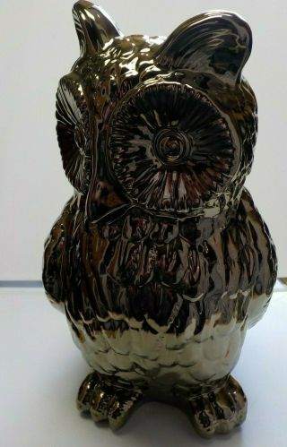 Vintage Ceramic Owl - High Gloss Bronze Colored 11 1/4 " Figurine