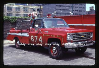 Chicago Il 6 - 7 - 4 Chevrolet Deluge Wagon Fire Apparatus Slide