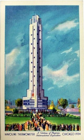 Havoline Motor Oil Thermometer Chicago Worlds Fair 1933 - 34 Century Of Progress