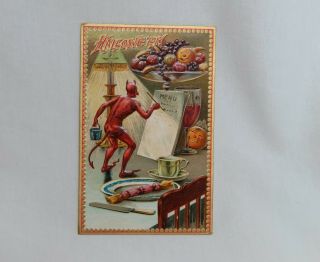 Vintage Raphael Tuck 160 Halloween Postcard Red Devil - 80759