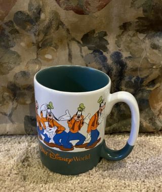 Walt Disney World Goofy Large Coffee Mug Cup White Green Ceramic 16oz Authentic 3