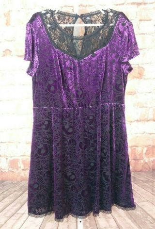 Disney Nightmare Before Christmas Jack Skellington Dress Size 3x Purple Velvet L