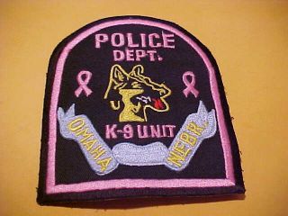 Omaha Nebraska K - 9 Breast Cancer Police Patch Shoulder Size Pink