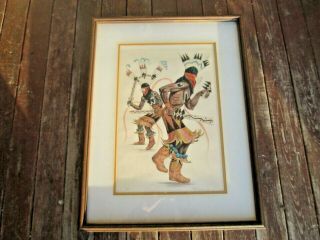 Vintage Steve Long Signed Lithograph Artist Proof Apache Indian Devil Dance