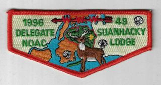 Oa 49 Suanhacky 1996 Noac Delegate Flap Red Bdr.  Queens Ny [ny - 1683]