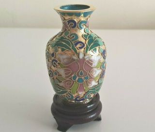 Vintage Vase Chinese Cloisonne Urn Jar Vase Enamel 015