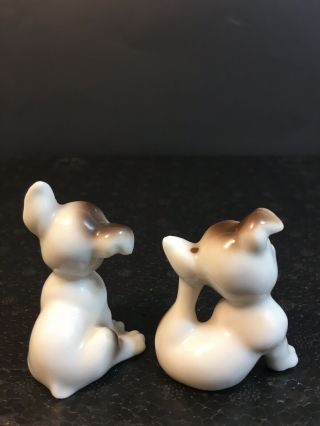 2 Vintage Miniature Japan Porcelain Ceramic Dogs Figurines With Pink Flowers 3
