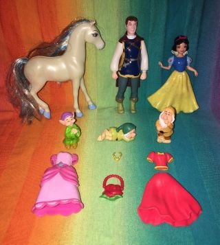 Disney Princess Polly Pocket - - - - Snow White & The Seven Dwarfs & Prince Florian