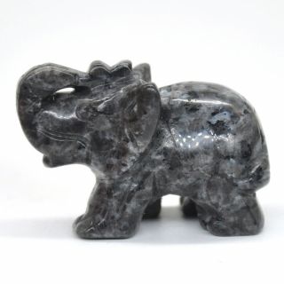 2 " Larvikite Labradorite Elephant Statue Natural Animal Figurine Healing Crystal