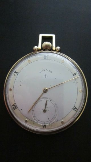 Vintage (1947/8) Lord Elgin 21jewel Pocket Watch,  14k Gold Filled Case,  Model 5