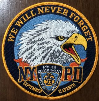 York Police Department September 11th Patch “we Will Never Forget”