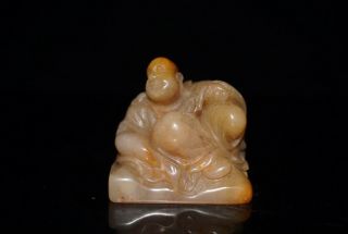 Chinese Natural Shoushan Stone Hand Carved Buddha Statue Seal