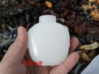 Exquisite China Hotan Jade White jade Hand - made Snuff bottle 2