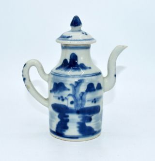 18thc Antique Chinese Porcelain Blue And White Tea Pot