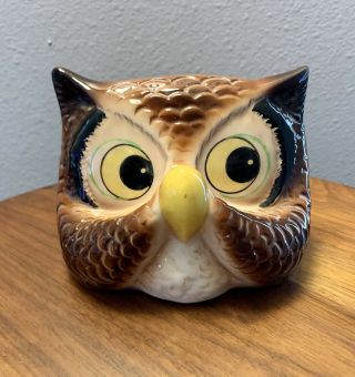 Vintage Chadwick Japan Creamic Owl Eyeglass Holder Brown
