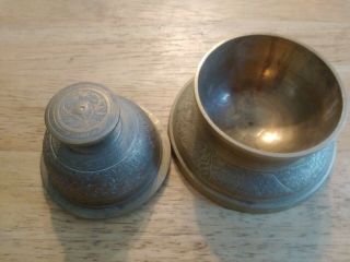 Vintage Chinese Brass Incense Burner With Bell Lid,  Very Nicely Engraved 4 