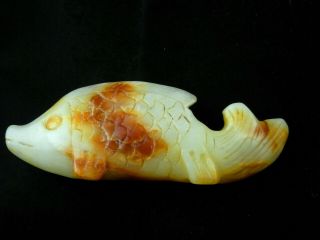 Large Chinese Jade Hand Carved Fish Statue Q184