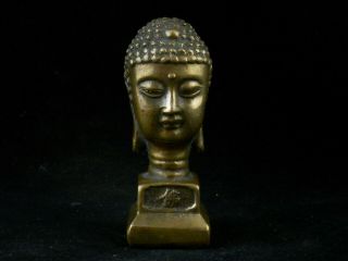3.  7 Inches Large Antique Chinese Brass Sakyamuni Buddha Seal Q102