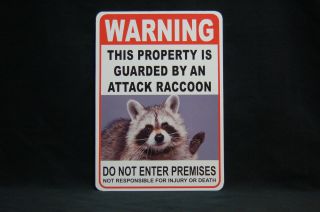 Warning Attack Raccoon Pet Guard On Duty Sign Vinyl Lettering Garden Home
