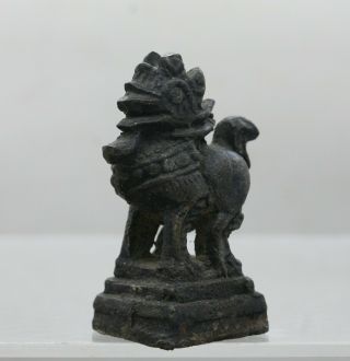 Large Old Burmese Bronze Opium Weight Made In Shape Of A Mythical Beast