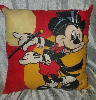 Disney Mickey Mouse Red Decorative Throw Pillow 13x13 " Vintage