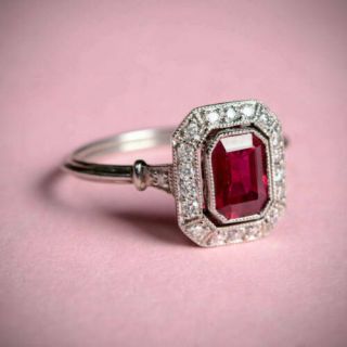 2.  00ct Ruby Diamond Vintage Art Deco Engagement Wedding Ring 14k White Gold Over