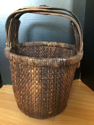 Antique/vintage Chinese Rice Gathering Woven Willow Basket