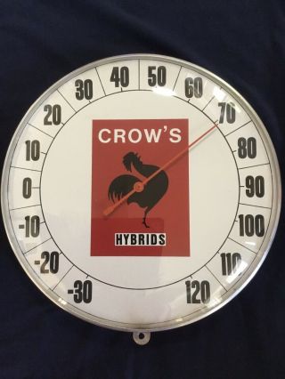 Vintage Crow’s Hybrids Seed Corn Co.  12” Round Outdoor Thermometer