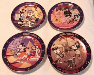 Disney Mickey Mouse " Through The Years " Collector Plates Set Of 4 Bradford