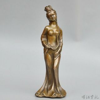 Collectable Chinese Old Bronze Hand - Carved Naked Belle Delicate Unique Statue