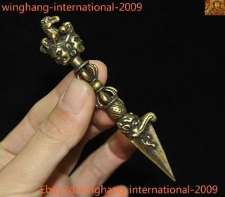 Old Tibet Buddhism Bronze Mahakala Horse Head Vajra Phurpa Dagger Equipment Faqi