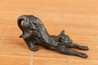 Lovely Chinese Old Bronze Cat Statue Figure Noble Gift Table Decoration