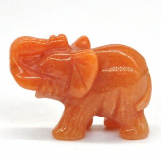 2 " Orange Aventurine Elephant Statue Animal Stone Figurine Healing Crystal Gift