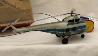 Sabena Arnold Helibus Vintage Tin Toy Helicopter 1956 West Germany & Box Crank