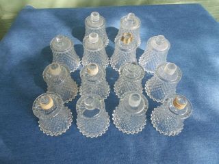 14 Vintage Homco Clear Diamond Point Glass Peg Votive Candle Holders