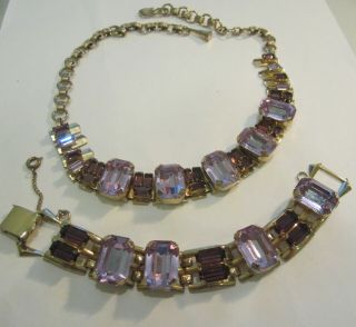 Fabulous Vintage Alexandrite And Amethist Statement Necklace & Bracelet Set